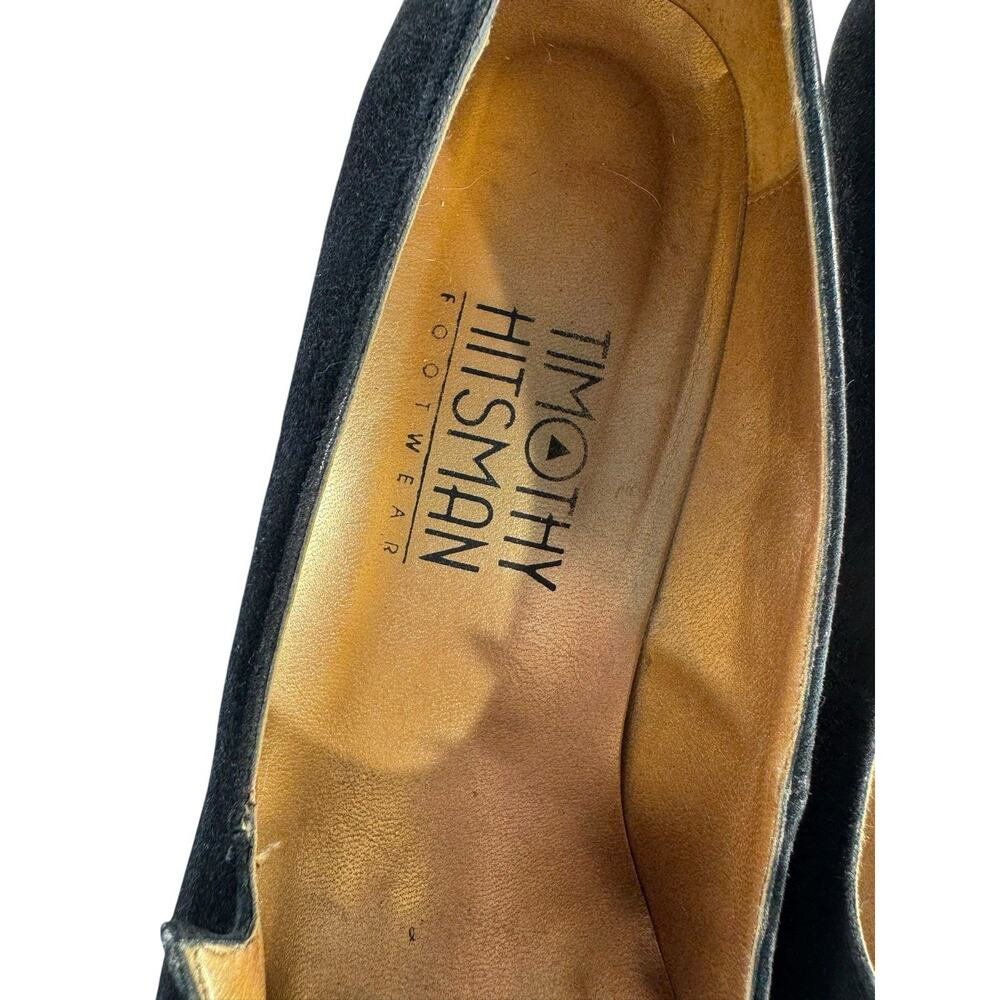 Vintage Timothy Hitsman Women Suede Leather Heels Scalloped Waves Black 6.5M - Picture 10 of 14